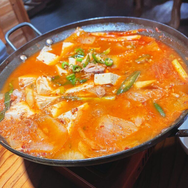Don't forget to order some soup, in this case some Kimchi Jigae
