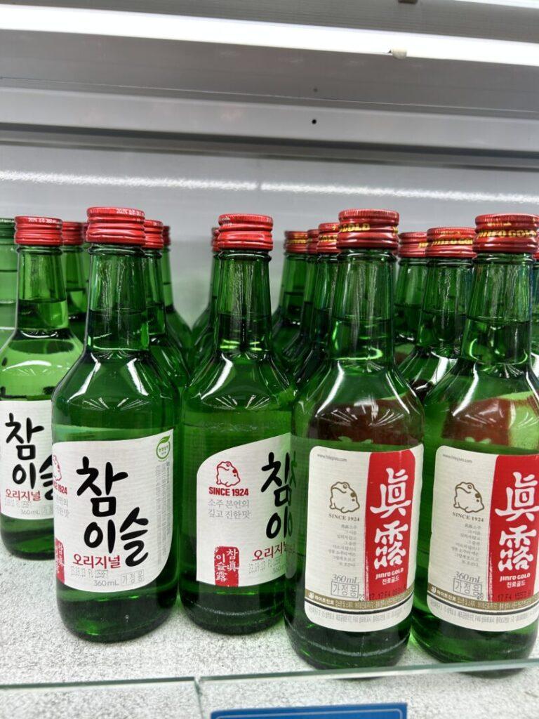 Green bottle cheap Soju from Korea, Baekusaeng